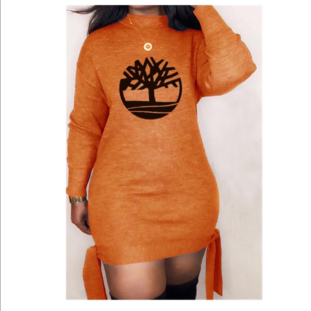 Plus Size Tree Pattern Print Lace up Dress
